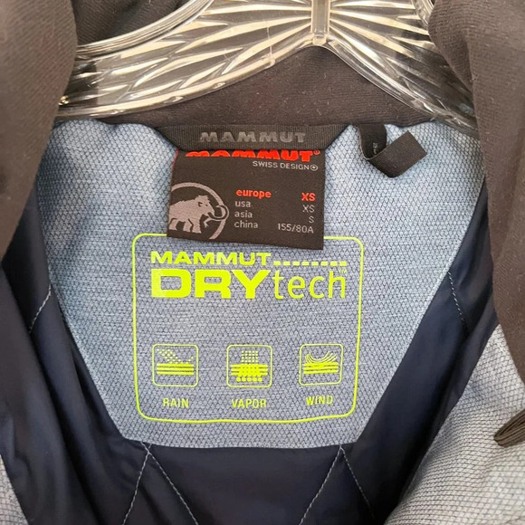 Mammut Dry Tech Blue Water Resistant Hooded Full Zip Winter Coat Women's XS - Picture 8 of 12